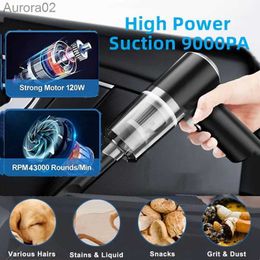 Vacuum Cleaners 2 in 1 Car Vacuum Cleaner Wireless Charging Air Duster Mini Handheld High-power Vacuum Cleaner Home Office With Built-in Battrer yq240402