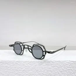 Sunglasses Fashion Trend Luxury Vintage RG1921TI Ultralight Titanium Retro Small Square Clips-On Design Women Man A Top Quality