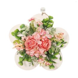Decorative Flowers Rose Plank Wreath Artificial Flower Door Front Summer Wreaths For Anniversary Ornament