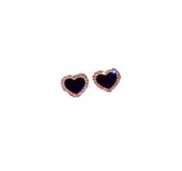 925 sterling silver heart stud earrings for women 18K rose gold shining crystal ear rings Jewellery for party3072553