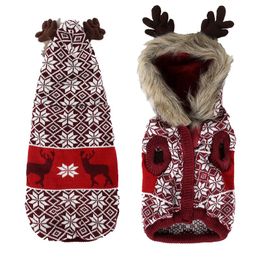 Big dog clothes golden retriever autumn and winter pet sweater small medium and large dog clothes Christmas elk gray Fawn