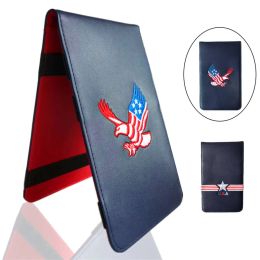 Aids Deluxe PU Leather Cover Golf Scorecard Holder Scoring Book Wallet Training Aids Score Card USA Star Eagle Gift Drop Shipping