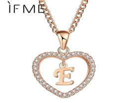 Pendant Necklaces Initial E Letter Heart Crystal CZ Pendants Women Statement Charms Gold Silver Colour Collar Choker Jewellery Gift527770509