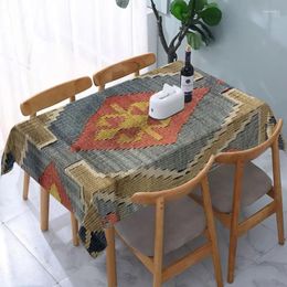 Table Cloth Rectangular Fitted Navaho Weave Turkish Ethnic Kilim Waterproof Tablecloth Cover Backed With Elastic Edge