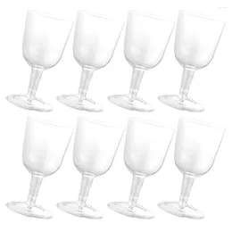 Disposable Cups Straws 8 Pcs Plastic Glass Flutes Tumblers Clear Drink Ice Cream Glasses Wedding Mugs