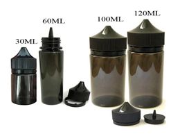 Cheap 30ml 50ml 60ml 100ml 120ml PET Gorilla Black Bottle Plastic Dropper Empty Bottles with Childproof Caps for E Cig Vaporizer p6973348