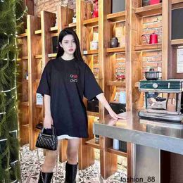 Designer High version luxury fashion home 24ss the Year of the Loong spring summer letter embroidery short sleeve lovers knitting cotton embroidery T-shirt LAIB