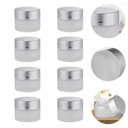 Storage Bottles 8Pcs Facial Cream Lotion Glass Small Containers Travel Frosted Jars 5g