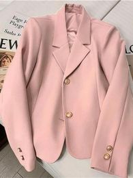 Women's Suits Pink Suit Jacket For Women Korean Fashion Short Style Casual Temperament Versatile Small Coat 2024 In Blazers