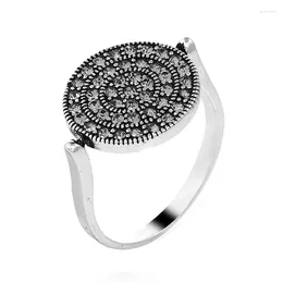 With Side Stones K's Gadgets Rhinestone Cubic Zirconia Ring Rotatable Vintage Silver Plated Rings For Women Punk Party Jewellery Anillo Plata