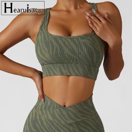 Bras Leopard Print Yoga Bra With Chest Pad Shockproof Running Camouflage Sports Bra Elasticity Lingerie Sexy Women's Gym Fitness Vest
