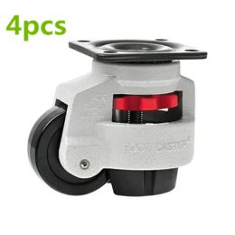 4Pcs Levelling Machine Caster, Top Plate Wheel with Retractable NBR Pad for Workbench Table, Electric Equipment,Vending