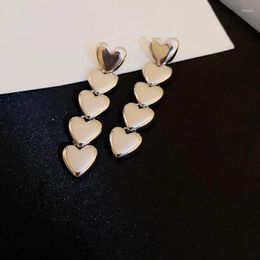 Dangle Earrings CAOSHI Fashion Heart Pendant For Women Metal Silver Color Accessories Engagement Party Stylish Jewelry Lady