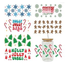 Window Stickers UV DTF Transfesr Merry Christmas Candy Prints For 16oz Libbey Glasses Wraps Bottles Cup Can D5247