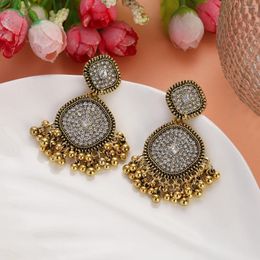 Dangle Earrings Vintage Rhinestone Crystal Geometric Retro Femme Gold Color Drop Dangling Wedding Bridal Luxury Jewelry Bijoux