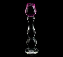 DOMI 213cm Ice and Fire Series Rose Flower Design Glass Women Dildo Adult Butt Anal Plug Sex Toys Y2004216985155