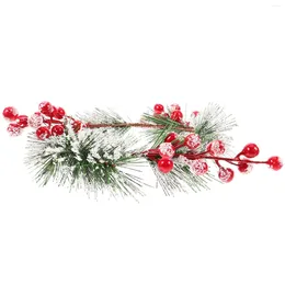 Decorative Flowers White Cedar Needle Fruit Wreath Christmas (Red) Wreaths For Front Door Stand Rings Pillars Plastic Xmas Decor