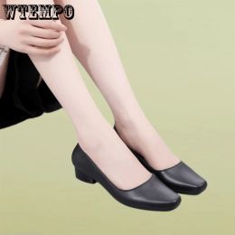 Pumps WTEMPO Fashion Women Mid Heel Pumps Classic Black Thick High Heels Shoes for Work Ladies Shoes Wholesale Dropshipping