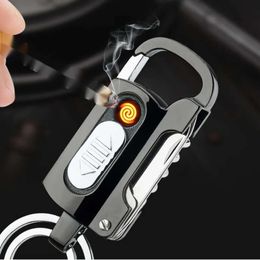 New Tungsten Wire Coil Touch Sensing USB Charging Keychain Portable Metal Windproof Outdoor Camping Personalized Men's High Gift