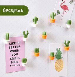 6PcsPack Cactus Fridge Magnet Cute Succulent Plant Magnet Refrigerator Message Sticker Home Decoration13463196