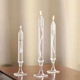 Candle Holders 3 Pcs Glass Oil Lamp Clear Desktop Candlestick High Borosilicate Home Kerosene Lamps Indoor