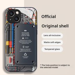 Creative circuit board for Apple 15 mobile phone case iphone14promax new 13/12 male 11promax glass protective cover 14plus personality xr fun xs anti-drop 6/7/8plus