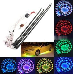 7 Colour LED RGB Strip Under Car Auto Glow Underbody System Neon Light Flash Strip Lamp Flexible Interior Kit With Remote Control9483958