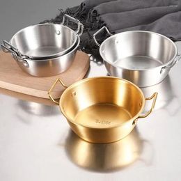 Plates Durable 304 Stainless Steel Bowl With Handle Rice Bowls Sauce Seasoning Dish Serving Korean Cuisine Kitchen Tableware