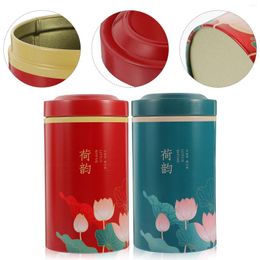 Storage Bottles 2Pcs Tea-leaf Sealed Jar Tinplate Tea Canister Creative Packing Red Green