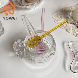 Spoons 1pc 13.6cm Handle Glass Honey Spoon Kitchen Gadget Jar Coffee Stirring Bee Dipper Stirrer Muddler