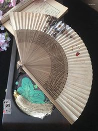 Decorative Figurines |Chinese Ink Painting 6 Inch Female Classical Paper Folding Fan Double-sided Ms Gift Craft Bamboo