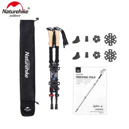 Sticks Naturehike Trekking Poles 2pcs Carbon Fibre Collapsible Telescopic Sticks Lightweight Walking Hiking Stick Climbing Stick