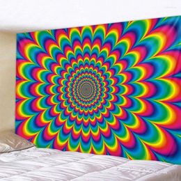 Tapestries Fractal Geometric Tapestry Colourful Mandala 3d Home Decoration Living Room Background Wall Covering Hippie