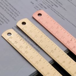 Vintage Metal Brass Straight Ruler 15cm Metal Scale Measuring Tools Korean Stationery Painting Drawing Kit Bookmark Copper Ruler