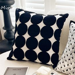 Ins Black White Chessboard Grid Embroidered Creative Pillowcase Back Cushion Cover Home Decoration Sofa Bed Chair Living Room 240327