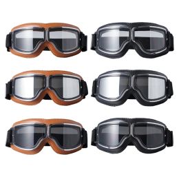 Motorcycle Goggles Vintage Pilot Leather Riding Glasses Scooters ATV Off-Road Anti-Scratch Dust Proof Eyewear