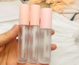 New 3ml 5ml lip gloss tubes Empty lip balm bottle Pink Cap Frosted clear Lipstick Cosmetic packing container 201012327V4332167