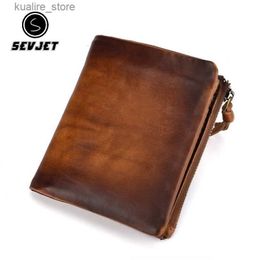 Money Clips Cowhide Leather Mens Short Wallet Zipper Clip Vintage Coin Mens Small Cash Gold Card Holder Business Clutch Bag JYB520 L240402