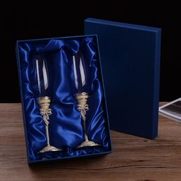 Creative Enamel Champagne Cup Goblet Crystal Glass Wine Glass European Style Chicken Tail Red Wine Bubble Cup Gift Box