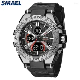 Wristwatches Men Fashion Watches Quartz Watch Waterproof 50M Man Digital Led 8071 Smael Brand Military Sports Dual Display