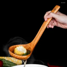 Spoons 1pc Non-Stick Wooden Large Capacity Soup Spoon Kitchen Use A To Handle High Temperature Cooking Convenient And Durable