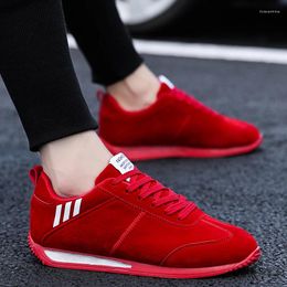 Casual Shoes Coslony Suede Leather Men Style Gump Comfortable Light Driving 2024 Trending Sneakers For Red