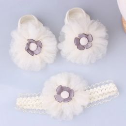 2 Pcs/Set Cute Baby Girl Headband Socks Set Lace Flower Bows Crown Newborn Headbands Girls Hairband Turban Baby Hair Accessories