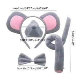 Little-Mouse Costume Accessories Set Mouse Ears Headband,Bowtie,Nose,Gloves Tail R7RF