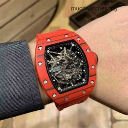 Luxury Watches Replicas Richadmills Automatic Chronograph Wristwatch Red Carbon Fibre Tape Mens Watch Designer Waterproof Wristwatches Full Stainless YDNE