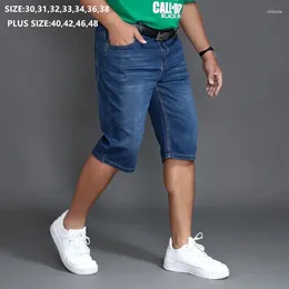 Men's Jeans Classic Denim Shorts Man Summer High Waisted Homme Male Oversized Plus Size 40 42 46 48 Men Elastic Blue Mens