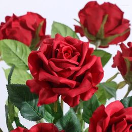 Decorative Flowers Real Touch Moisturizing Curl Rose Artificial Flower Branch Wedding Home El Backdrop Garden Decoration Fake Flore Bouquet