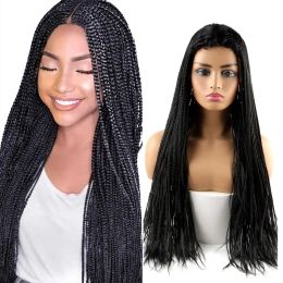 Wigs Braid Wig Synthetic Hair Long Straight Braided Wigs For Black Women Fully Machine Made Twist Braids WigResistant Braiding Hair