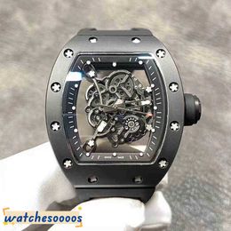 Luxury Watches Mechanical watch Swiss Movement Rakish cool Wrist TV Factory rm055 multifunction Mechanics Business Leisure Black Ceramic Tape Men