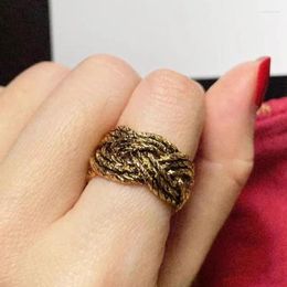 Cluster Rings Vintage Punk Gold Color Finger For Women INS Fashion Creative Chain Weaving Geometric Handmade Party Jewelry Gifts